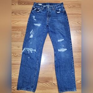 Levi's 501 Premium Women's Distressed Straight Leg Jeans Size 27x32 Y2k Retro
